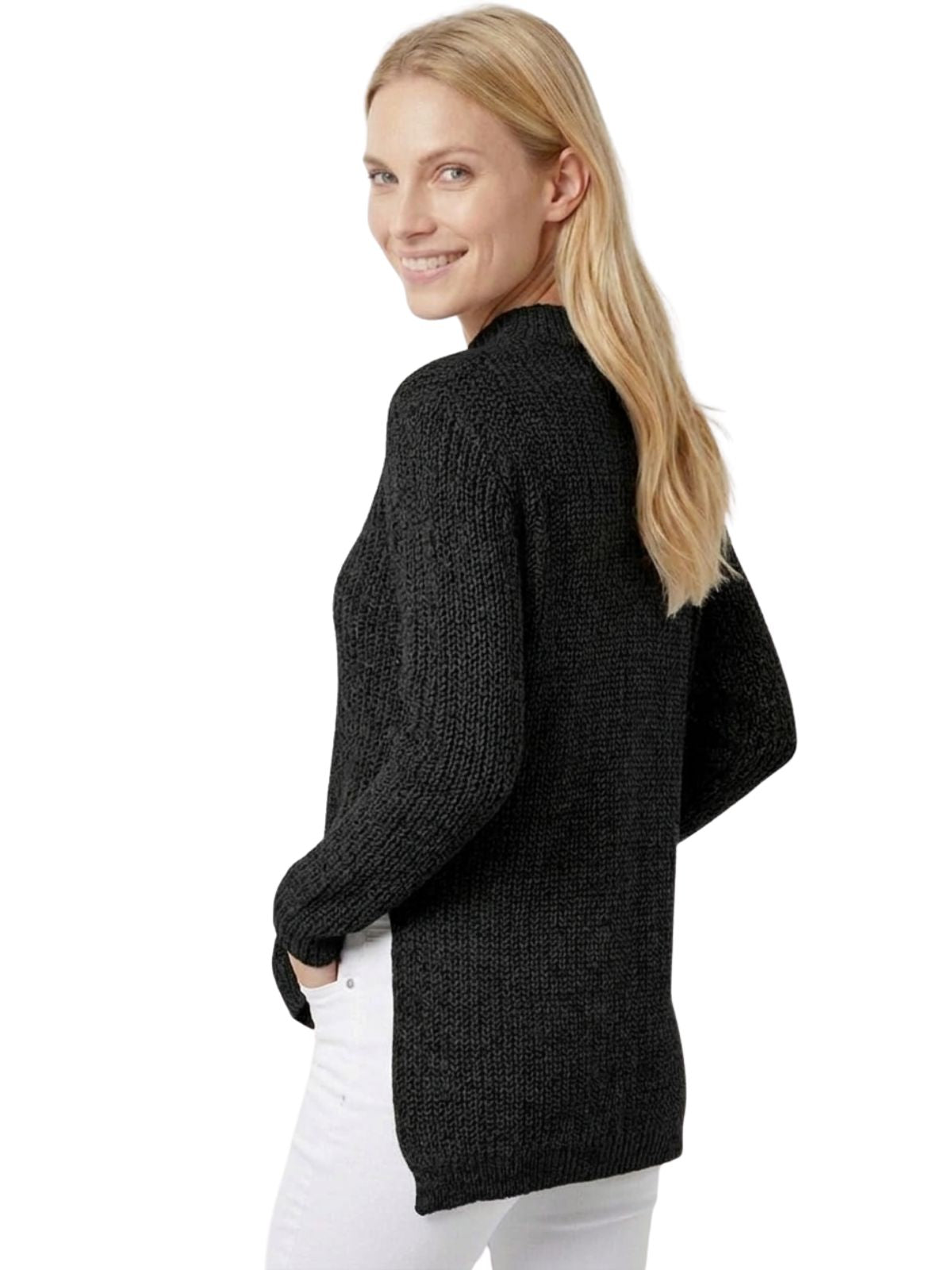 V-Neck Choker Style Side Slit Casual Knit Pullover Sweater MK8143 (S-L)