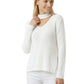 V-Neck Choker Style Side Slit Casual Knit Pullover Sweater MK8143 (S-L)