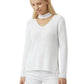 V-Neck Choker Style Side Slit Casual Knit Pullover Sweater MK8143 (S-L)