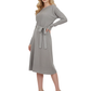 Loose Fit Rip Neck Flared Sweater Knitted Dress MK8161 (S-L)