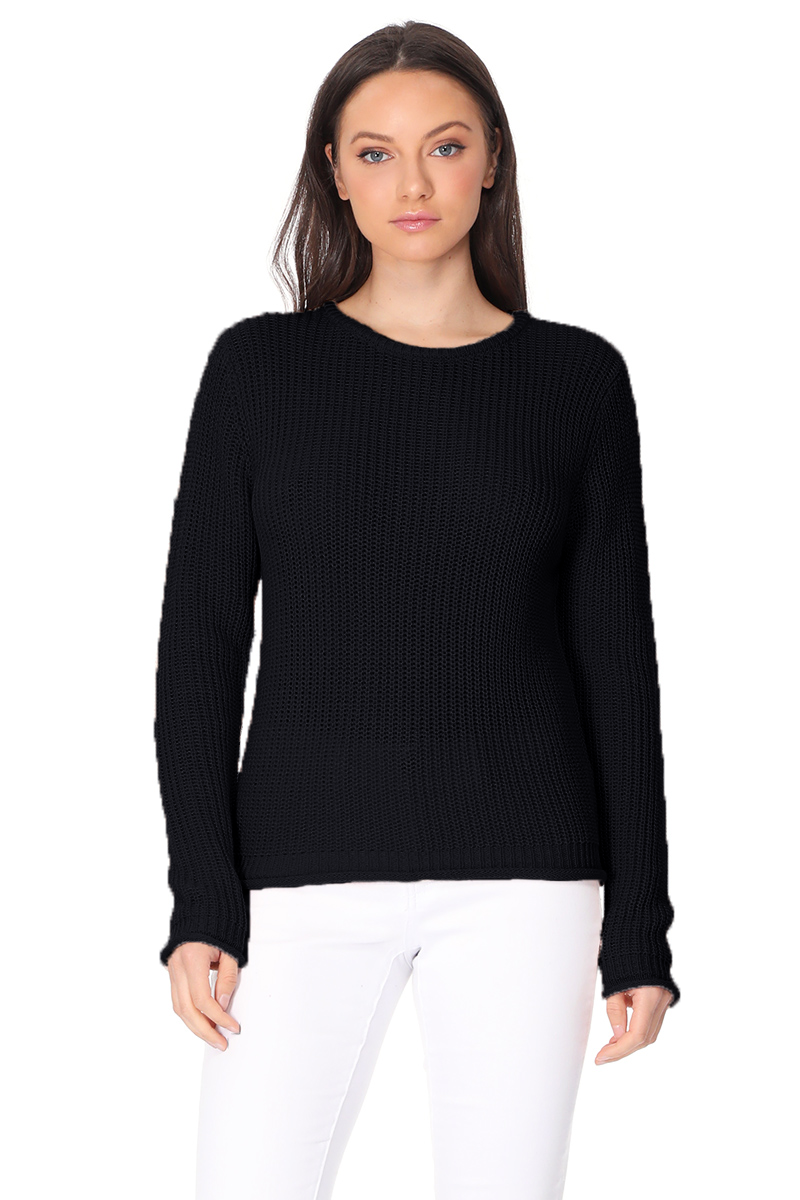 Crewneck Waffle Knit Long Sleeve Thin Pullover Sweater MK8176 (S-L)