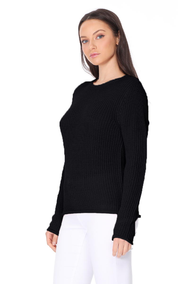 Crewneck Waffle Knit Long Sleeve Thin Pullover Sweater MK8176 (S-L)