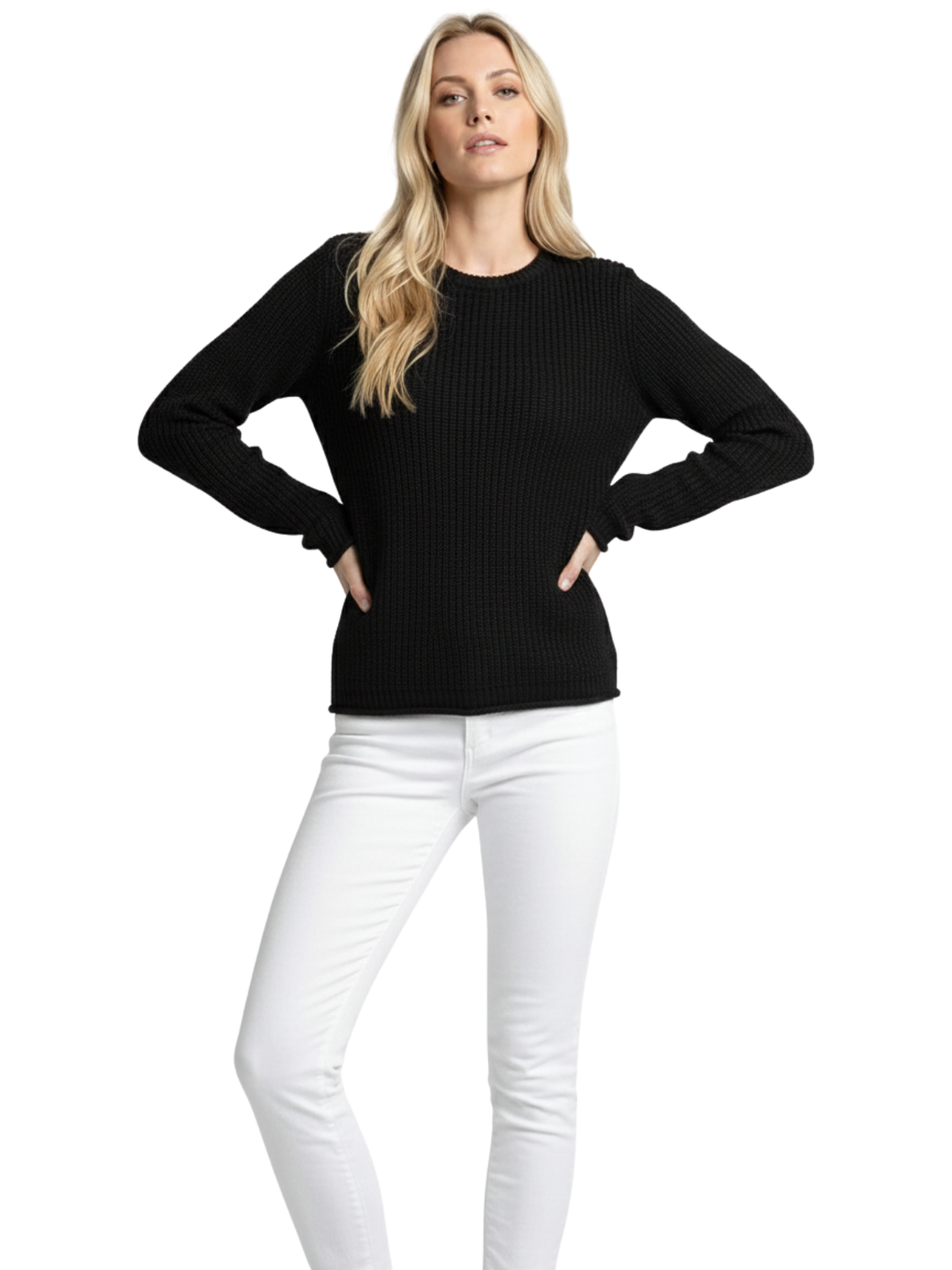 Crewneck Waffle Knit Long Sleeve Thin Pullover Sweater MK8176 (S-L)