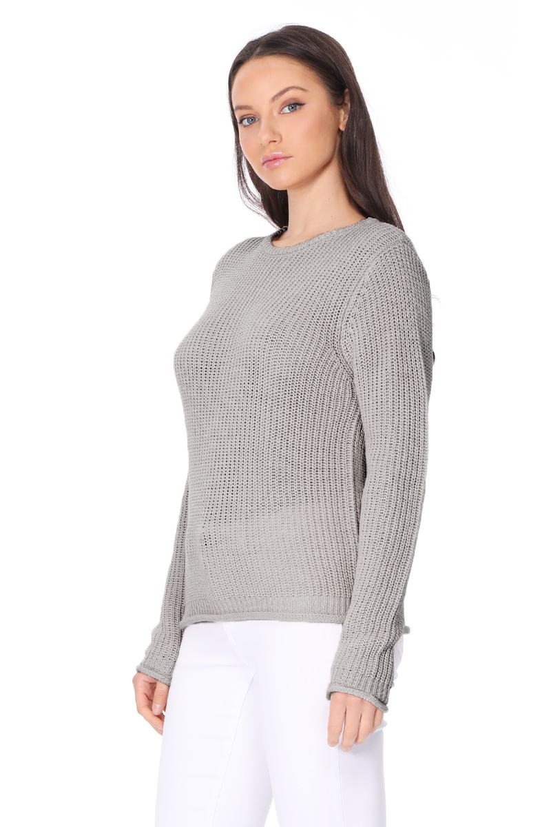 Crewneck Waffle Knit Long Sleeve Thin Pullover Sweater MK8176 (S-L)