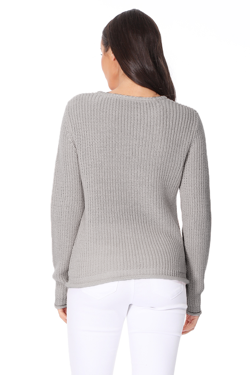 Crewneck Waffle Knit Long Sleeve Thin Pullover Sweater MK8176 (S-L)