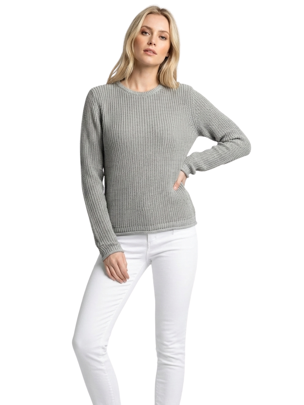 Crewneck Waffle Knit Long Sleeve Thin Pullover Sweater MK8176 (S-L)