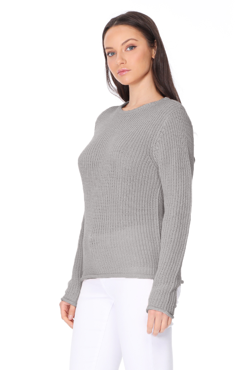 Crewneck Waffle Knit Long Sleeve Thin Pullover Sweater MK8176 (S-L)