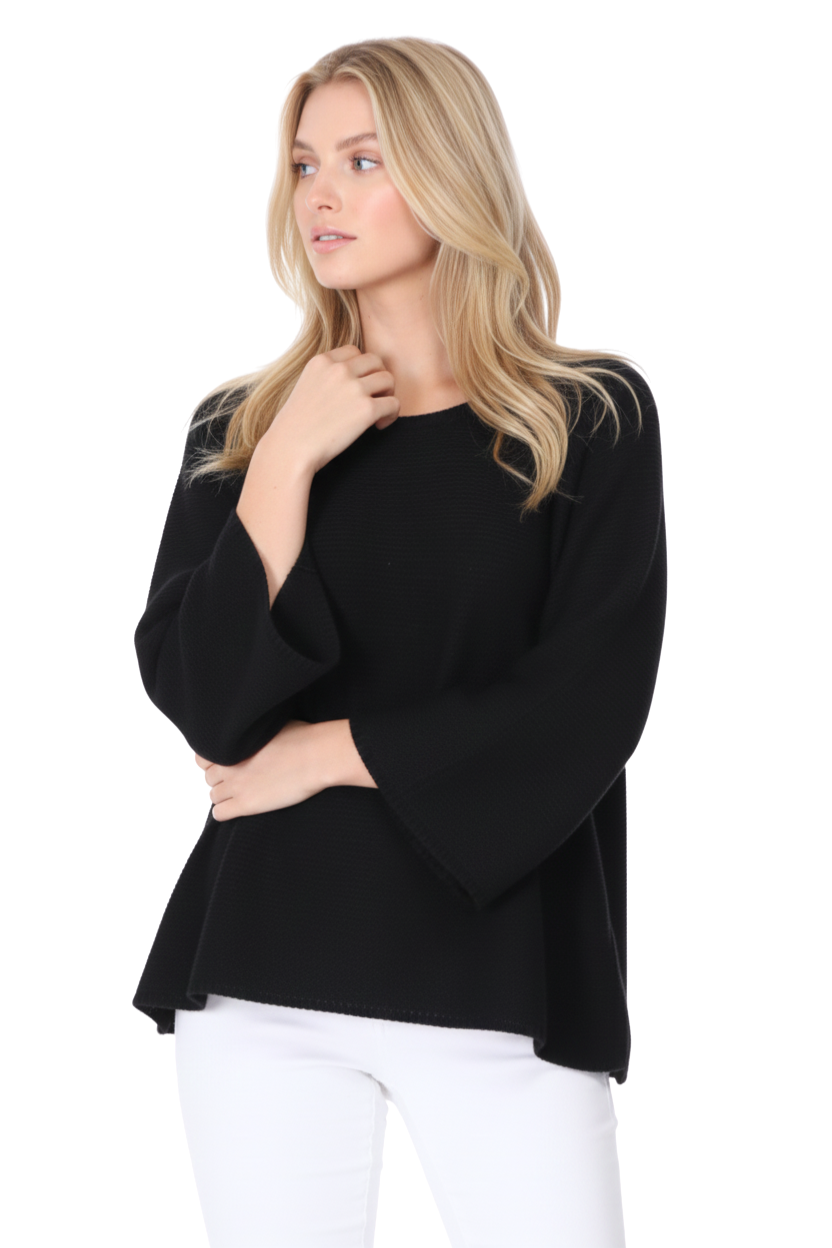 Boat Neck Bell Sleeve High Low Pullover Sweater MK8200 (S-L)