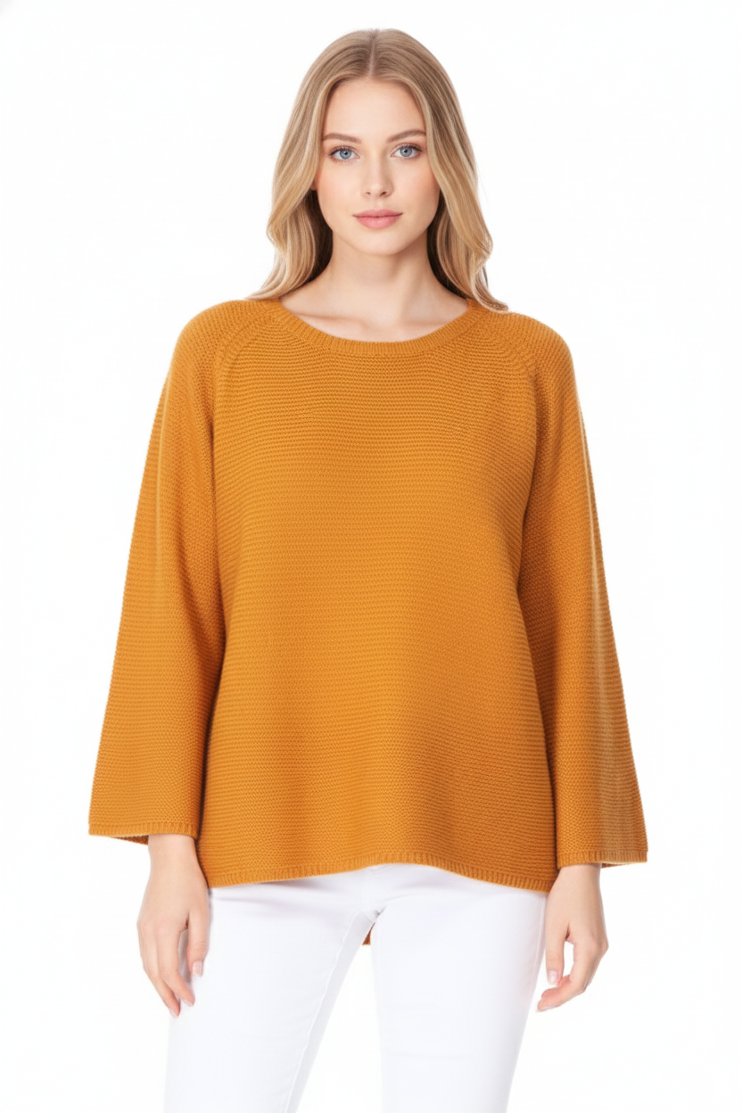 Boat Neck Bell Sleeve High Low Pullover Sweater MK8200 (S-L)