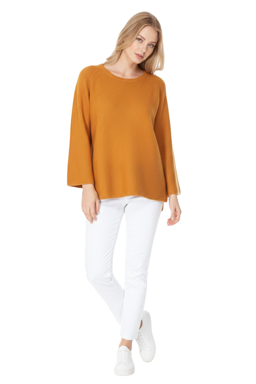 Boat Neck Bell Sleeve High Low Pullover Sweater MK8200 (S-L)