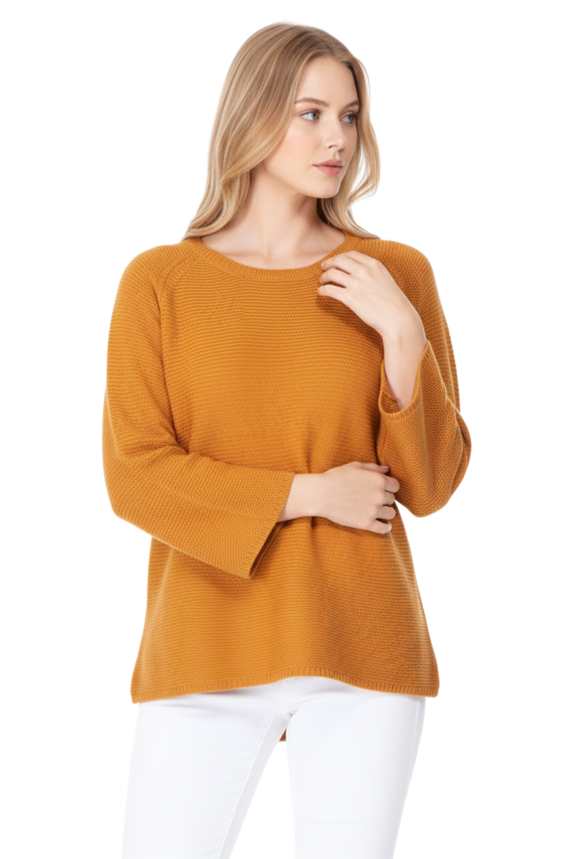 Boat Neck Bell Sleeve High Low Pullover Sweater MK8200 (S-L)