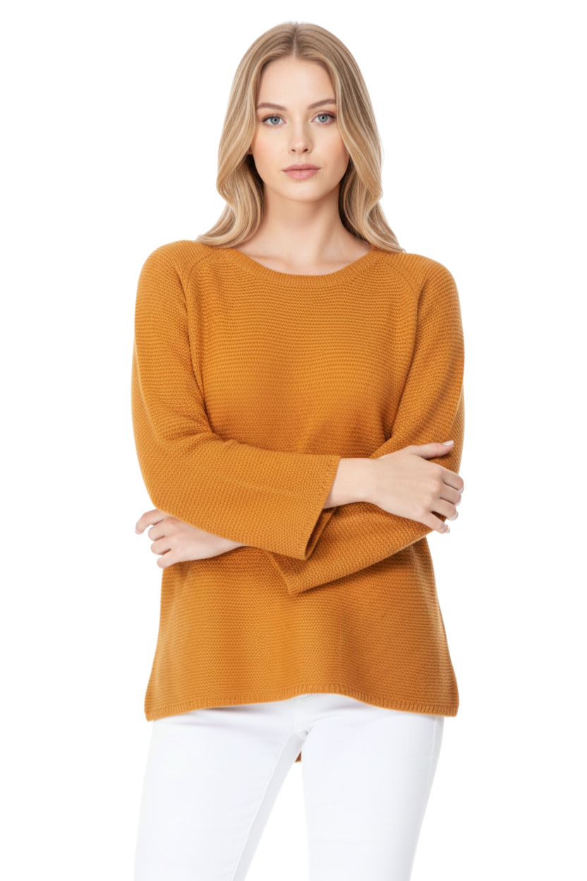 Boat Neck Bell Sleeve High Low Pullover Sweater MK8200 (S-L)