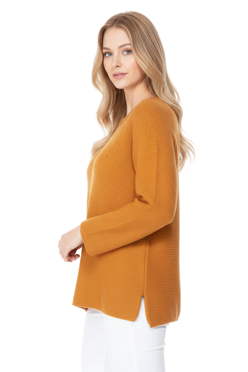 Boat Neck Bell Sleeve High Low Pullover Sweater MK8200 (S-L)