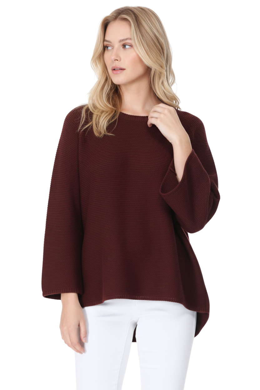 Boat Neck Bell Sleeve High Low Pullover Sweater MK8200 (S-L)