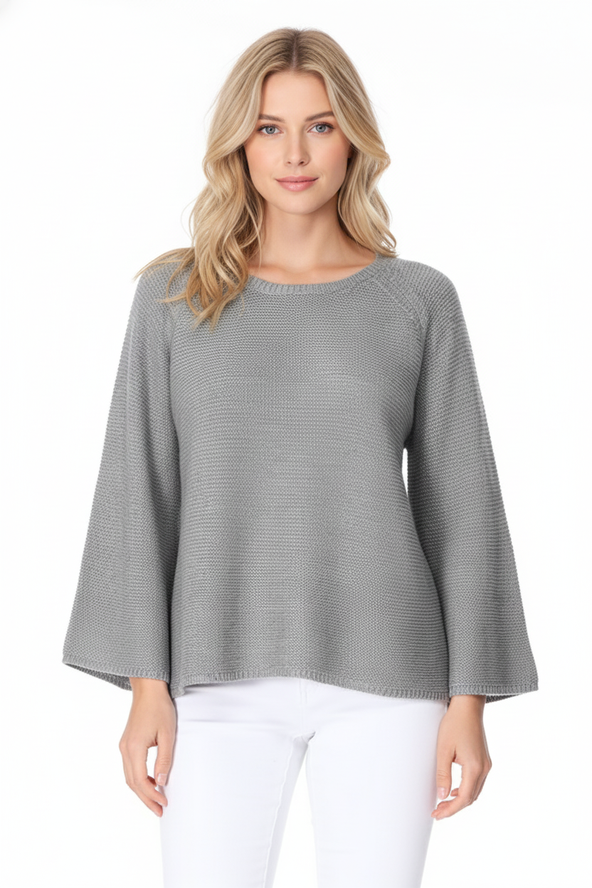 Boat Neck Bell Sleeve High Low Pullover Sweater MK8200 (S-L)