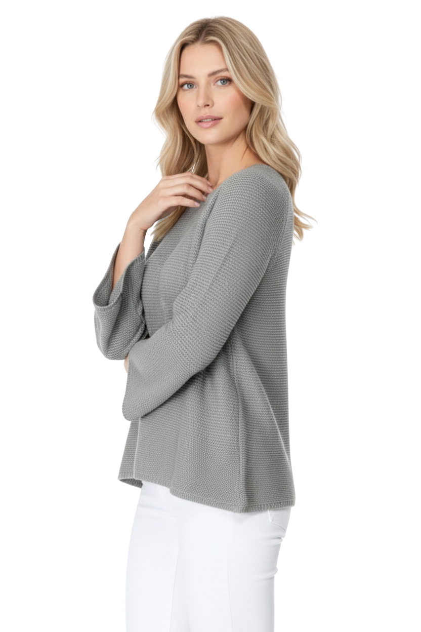 Boat Neck Bell Sleeve High Low Pullover Sweater MK8200 (S-L)