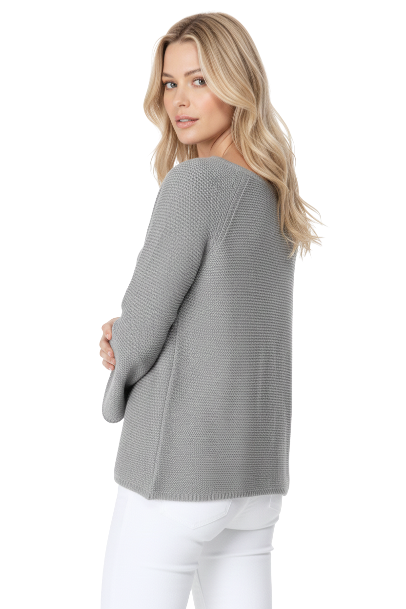 Boat Neck Bell Sleeve High Low Pullover Sweater MK8200 (S-L)