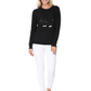 Crewneck Black Cat Applique Embroidery Knit Pullover Sweater MK8207 (S-L)