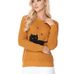 Crewneck Black Cat Applique Embroidery Knit Pullover Sweater MK8207 (S-L)