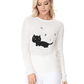 Crewneck Black Cat Applique Embroidery Knit Pullover Sweater MK8207 (S-L)