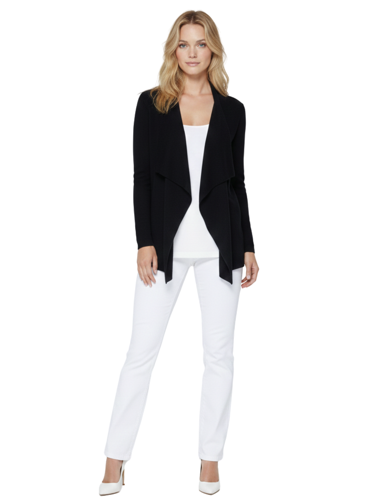 Long Sleeve Open Front Draped Stylish Cape Sweater Cardigan MK8218 (S-L)
