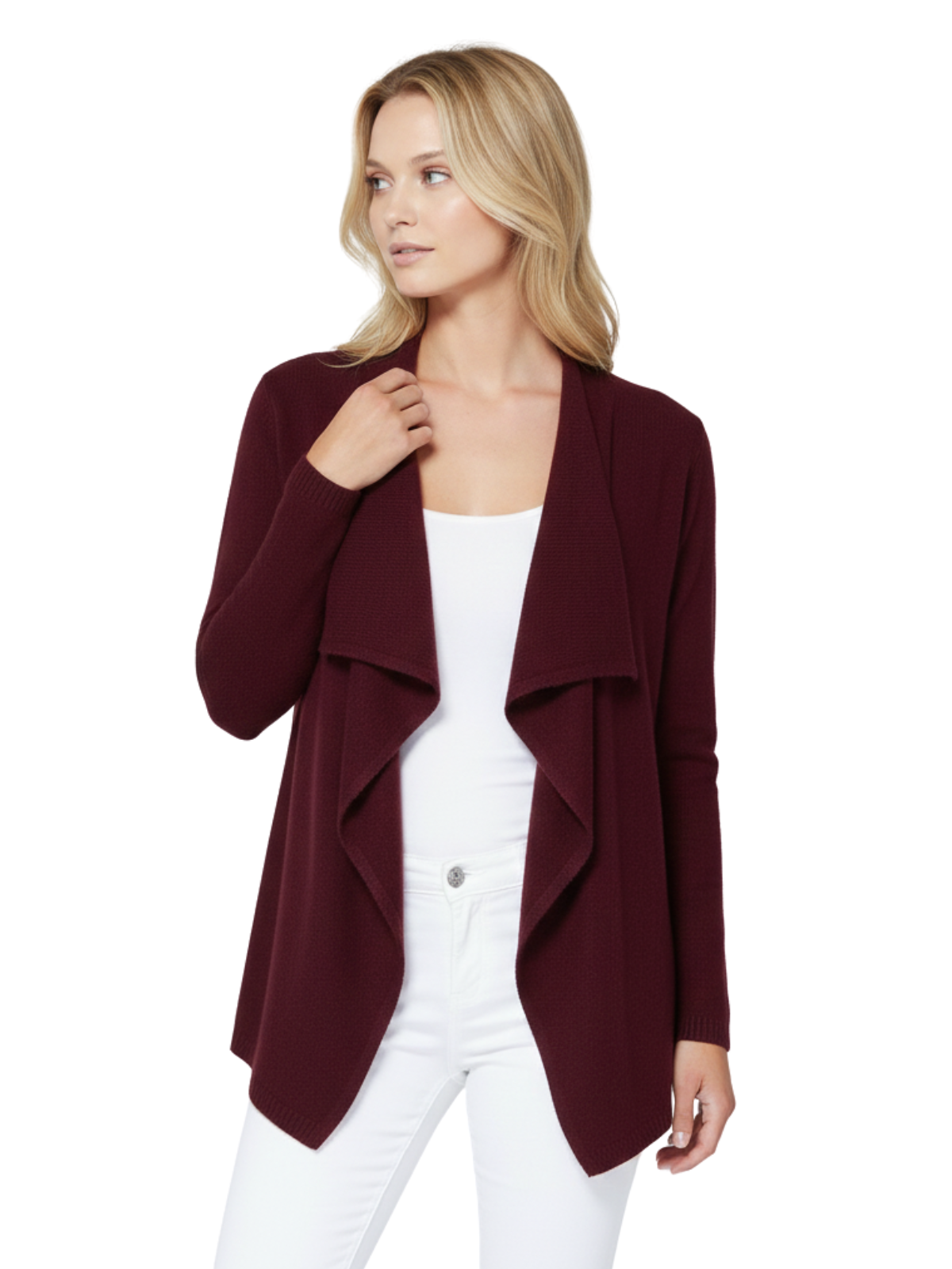 Long Sleeve Open Front Draped Stylish Cape Sweater Cardigan MK8218 (S-L)
