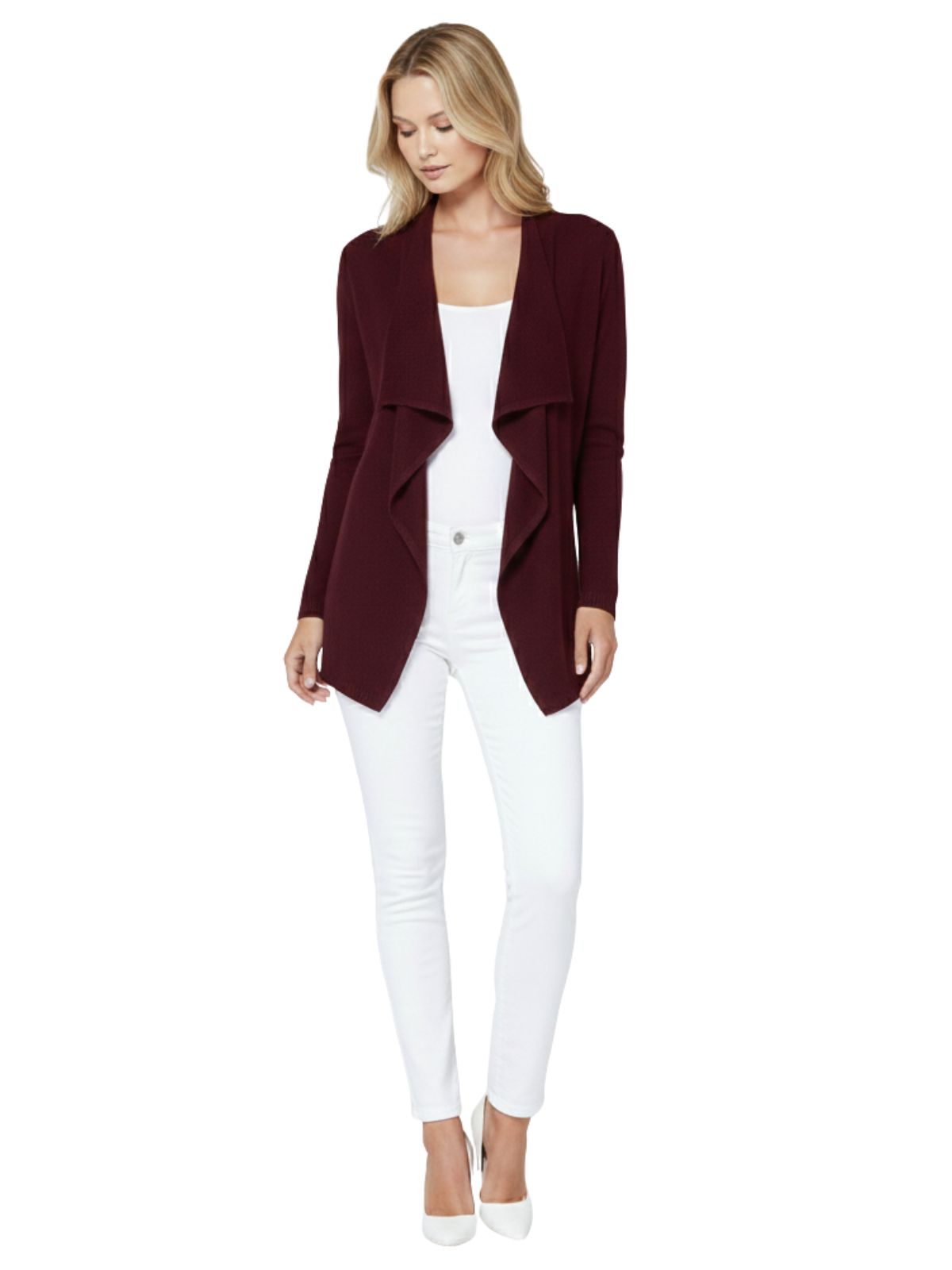 Long Sleeve Open Front Draped Stylish Cape Sweater Cardigan MK8218 (S-L)