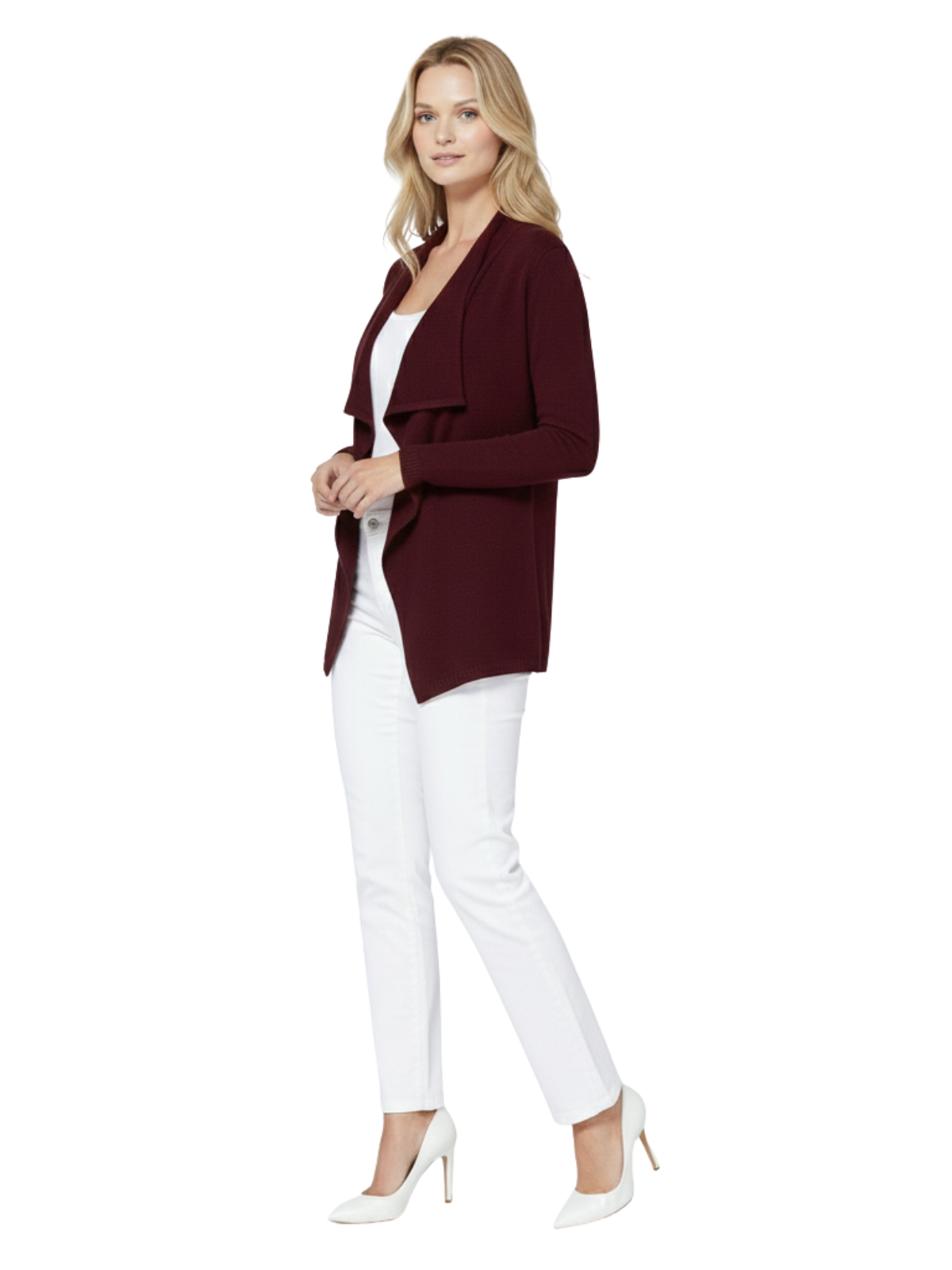 Long Sleeve Open Front Draped Stylish Cape Sweater Cardigan MK8218 (S-L)