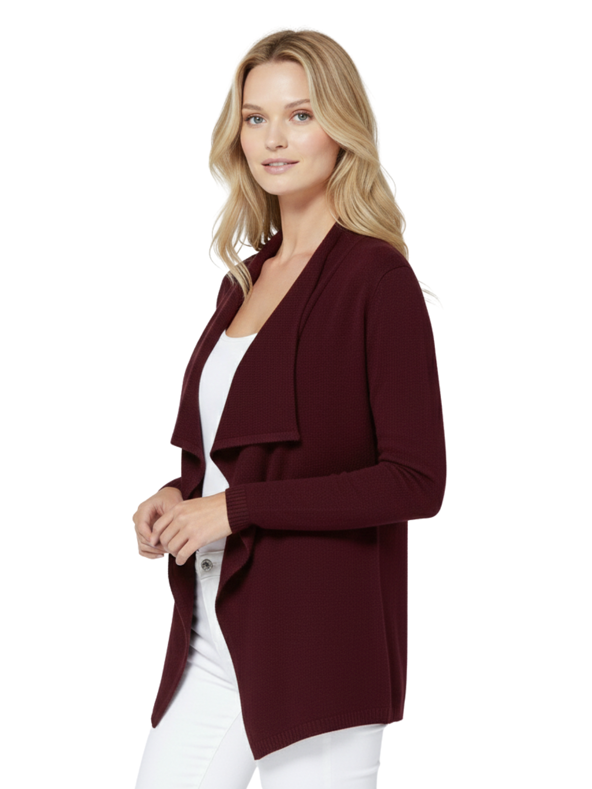 Long Sleeve Open Front Draped Stylish Cape Sweater Cardigan MK8218 (S-L)