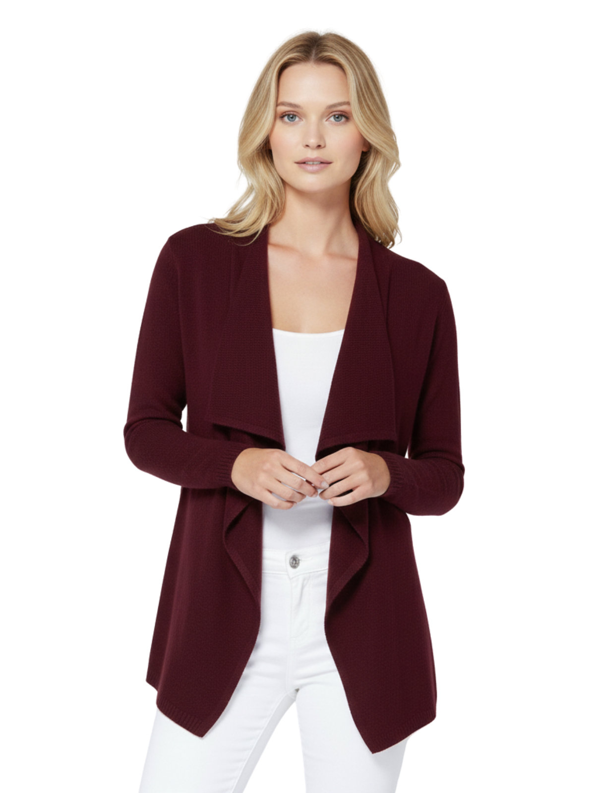 Long Sleeve Open Front Draped Stylish Cape Sweater Cardigan MK8218 (S-L)