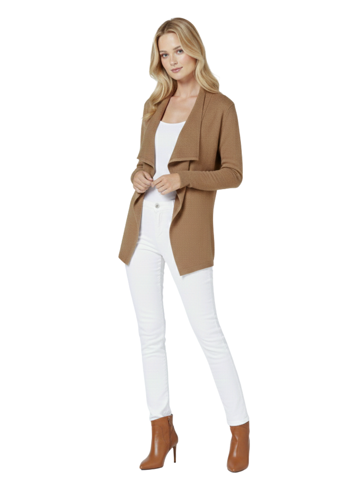 Long Sleeve Open Front Draped Stylish Cape Sweater Cardigan MK8218 (S-L)