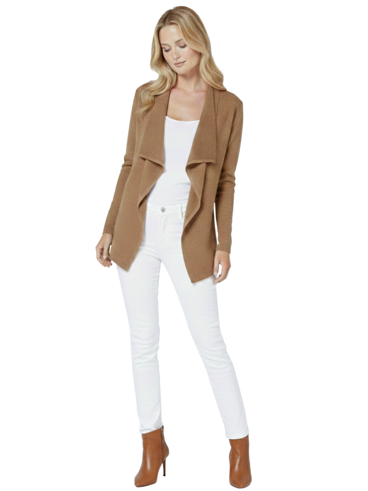 Long Sleeve Open Front Draped Stylish Cape Sweater Cardigan MK8218 (S-L)