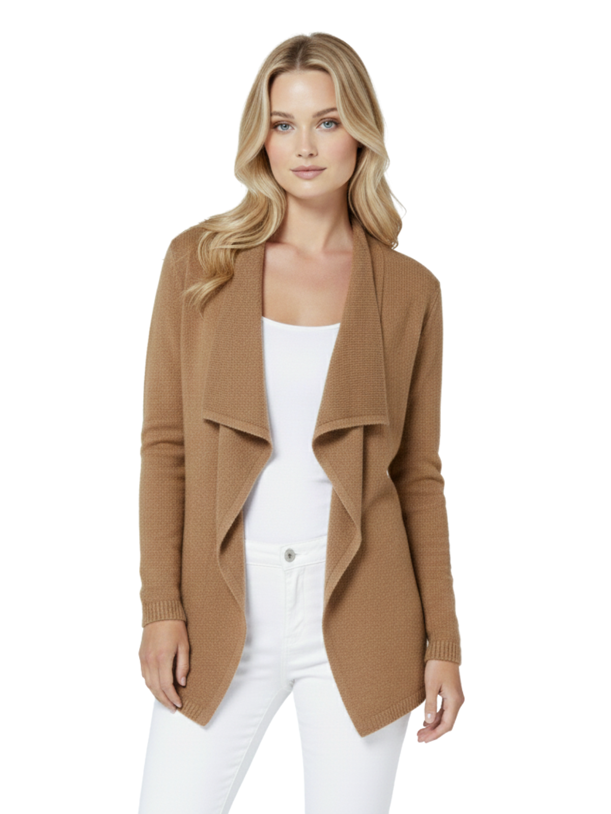 Long Sleeve Open Front Draped Stylish Cape Sweater Cardigan MK8218 (S-L)