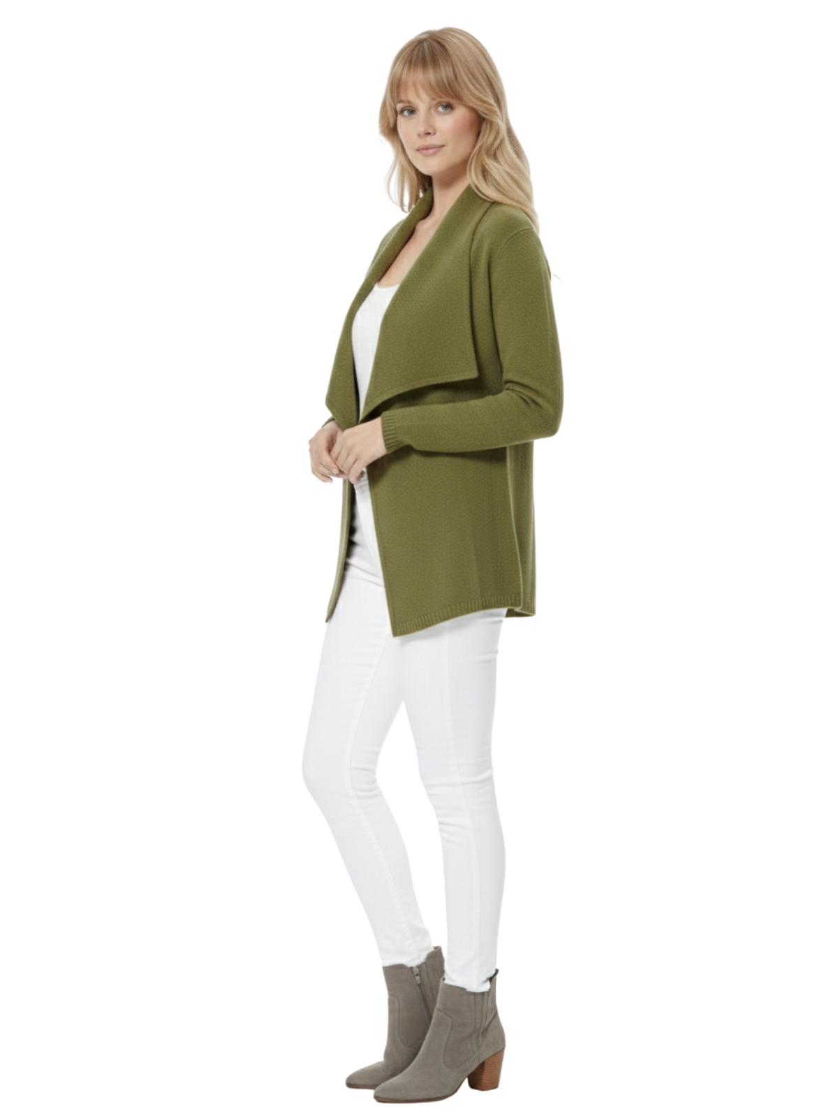 Long Sleeve Open Front Draped Stylish Cape Sweater Cardigan MK8218 (S-L)