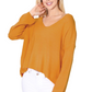 Wide V-Neck Oversized Sweater Top with Side Slit MK8219 (S-L)