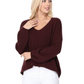 Wide V-Neck Oversized Sweater Top with Side Slit MK8219 (S-L)