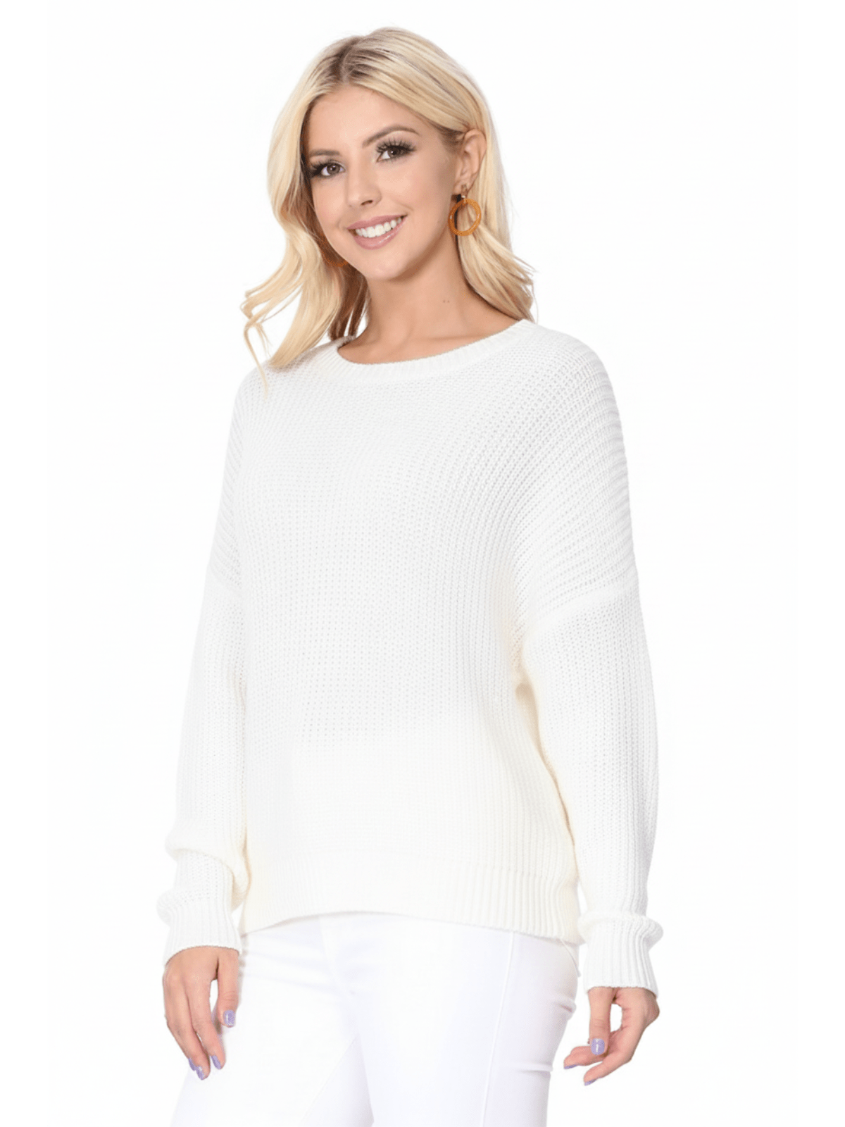 Waffle Stitch Bat Wing Bow Back Pullover Sweater MK8224 (S-L)
