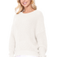 Waffle Stitch Bat Wing Bow Back Pullover Sweater MK8224 (S-L)