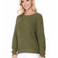 Waffle Stitch Bat Wing Bow Back Pullover Sweater MK8224 (S-L)