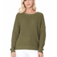 Waffle Stitch Bat Wing Bow Back Pullover Sweater MK8224 (S-L)