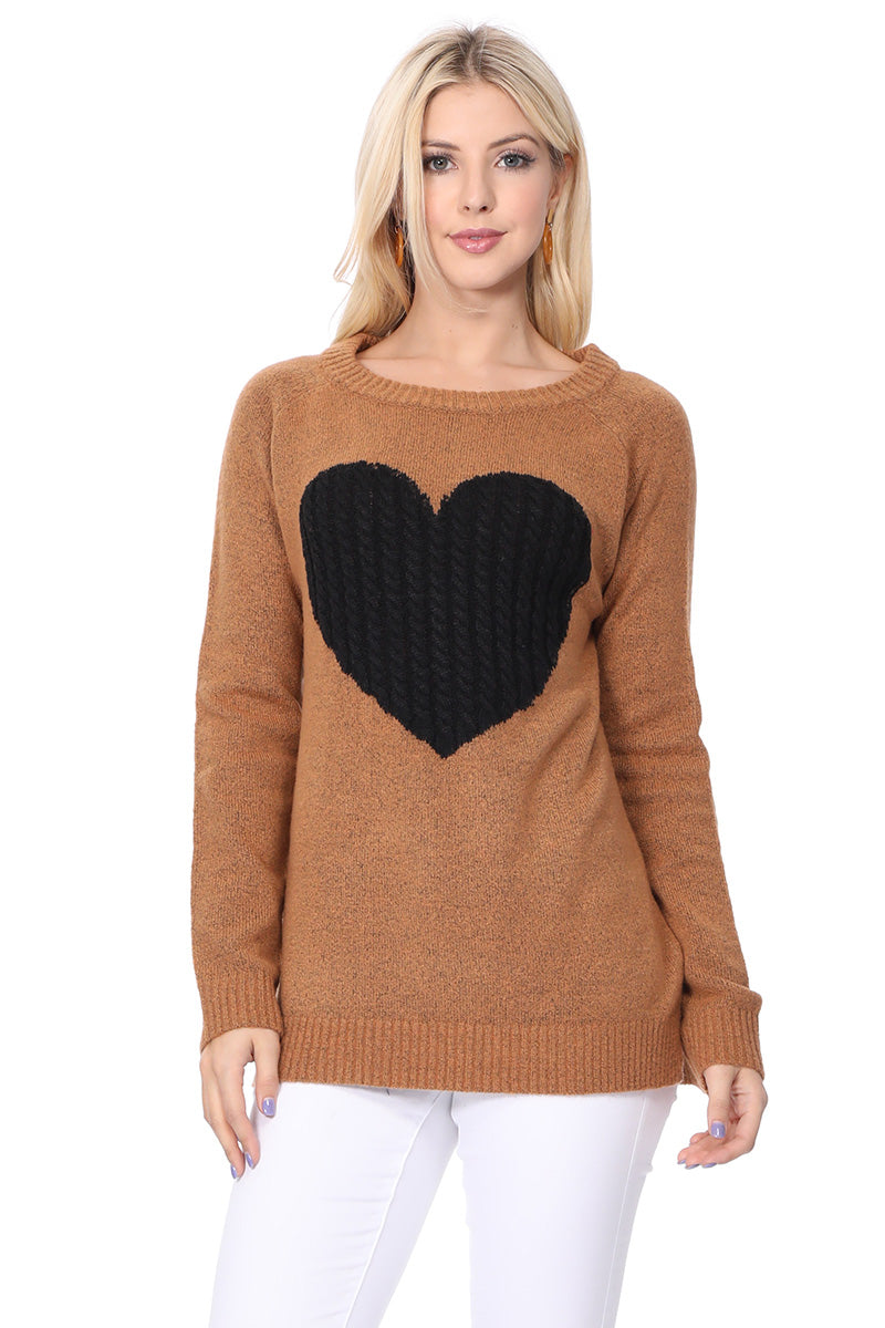 Cozy Heart Jacquard Round Neck Pullover Sweater MK8236 (S-L)