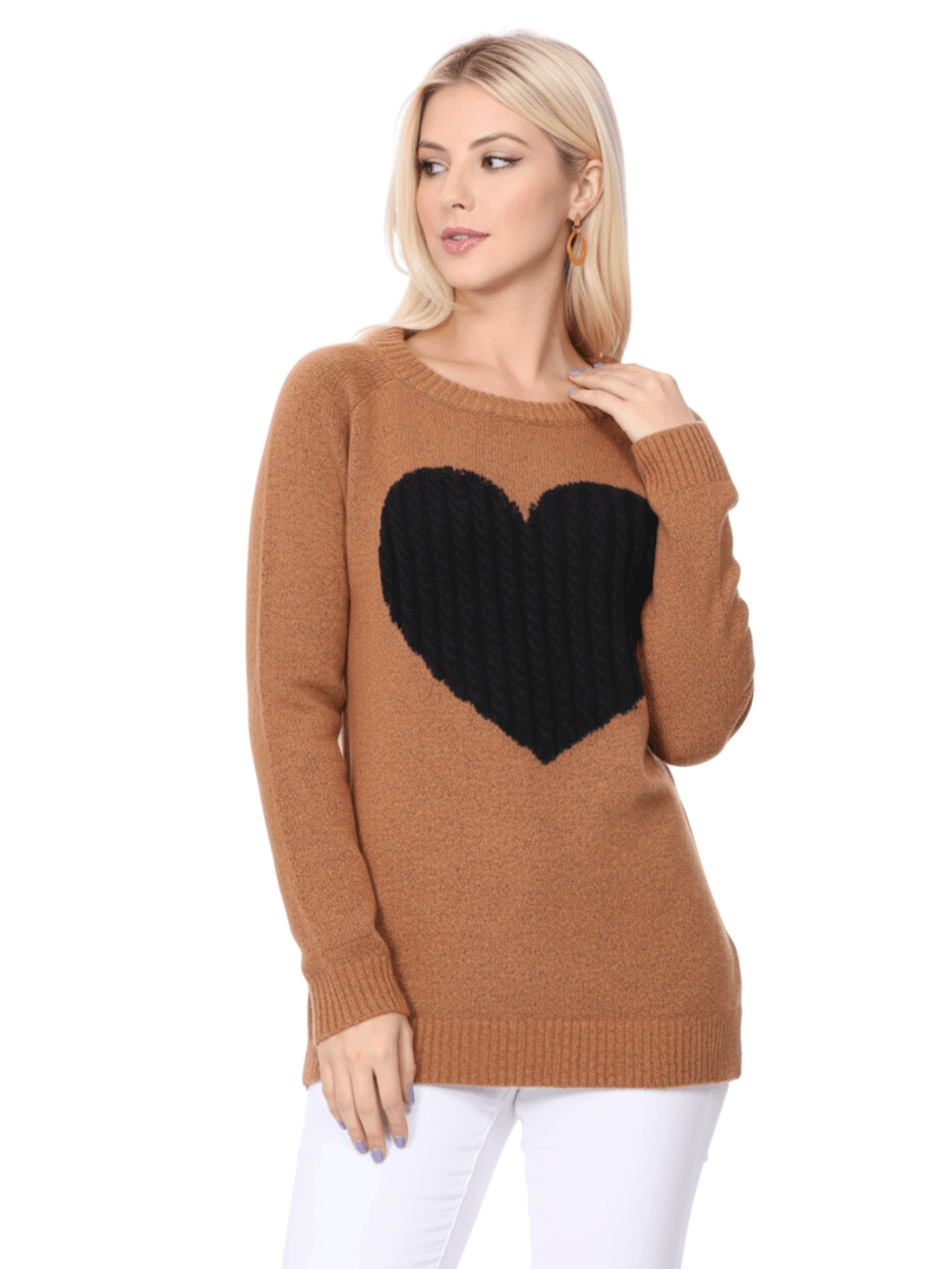 Cozy Heart Jacquard Round Neck Pullover Sweater MK8236 (S-L)