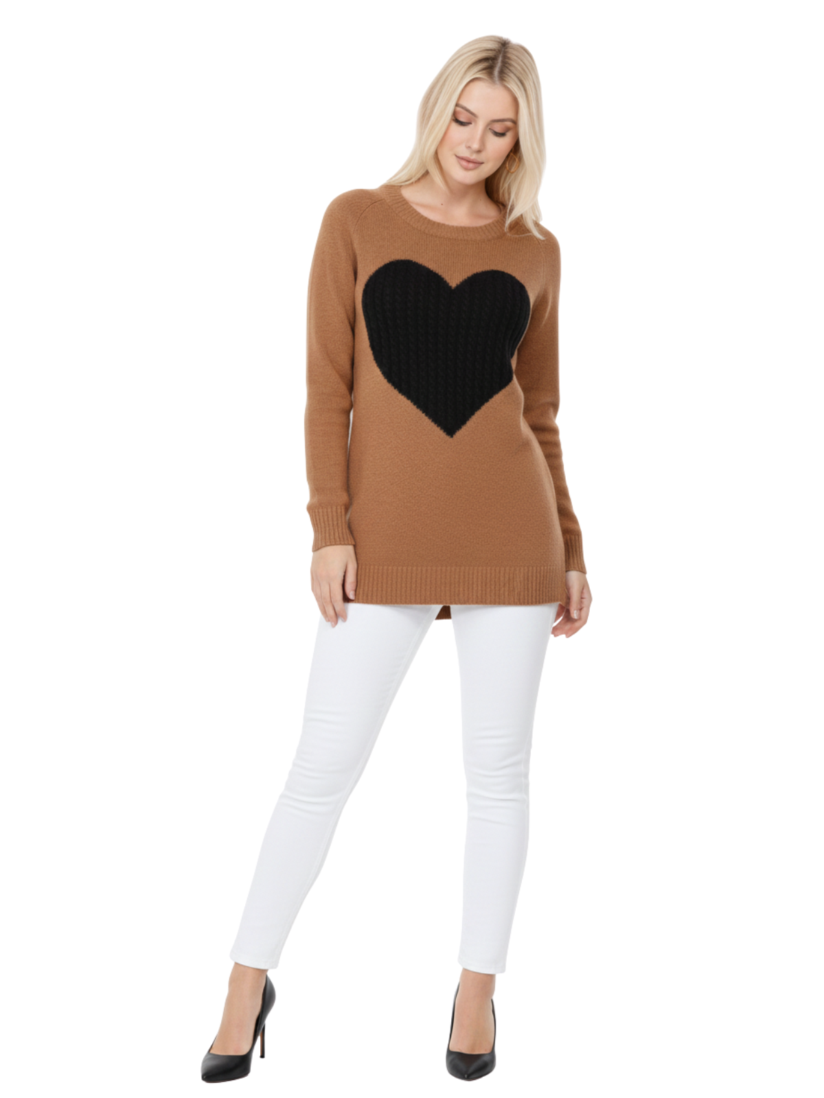 Cozy Heart Jacquard Round Neck Pullover Sweater MK8236 (S-L)