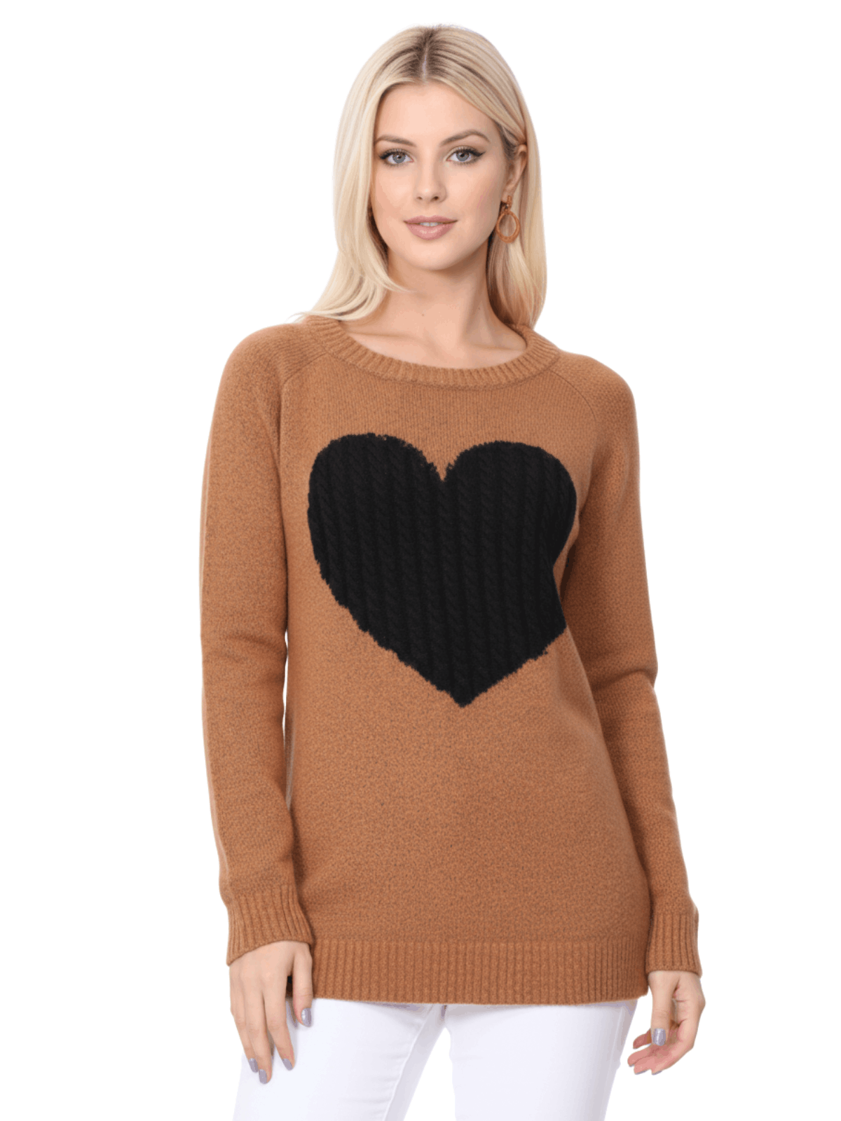 Cozy Heart Jacquard Round Neck Pullover Sweater MK8236 (S-L)