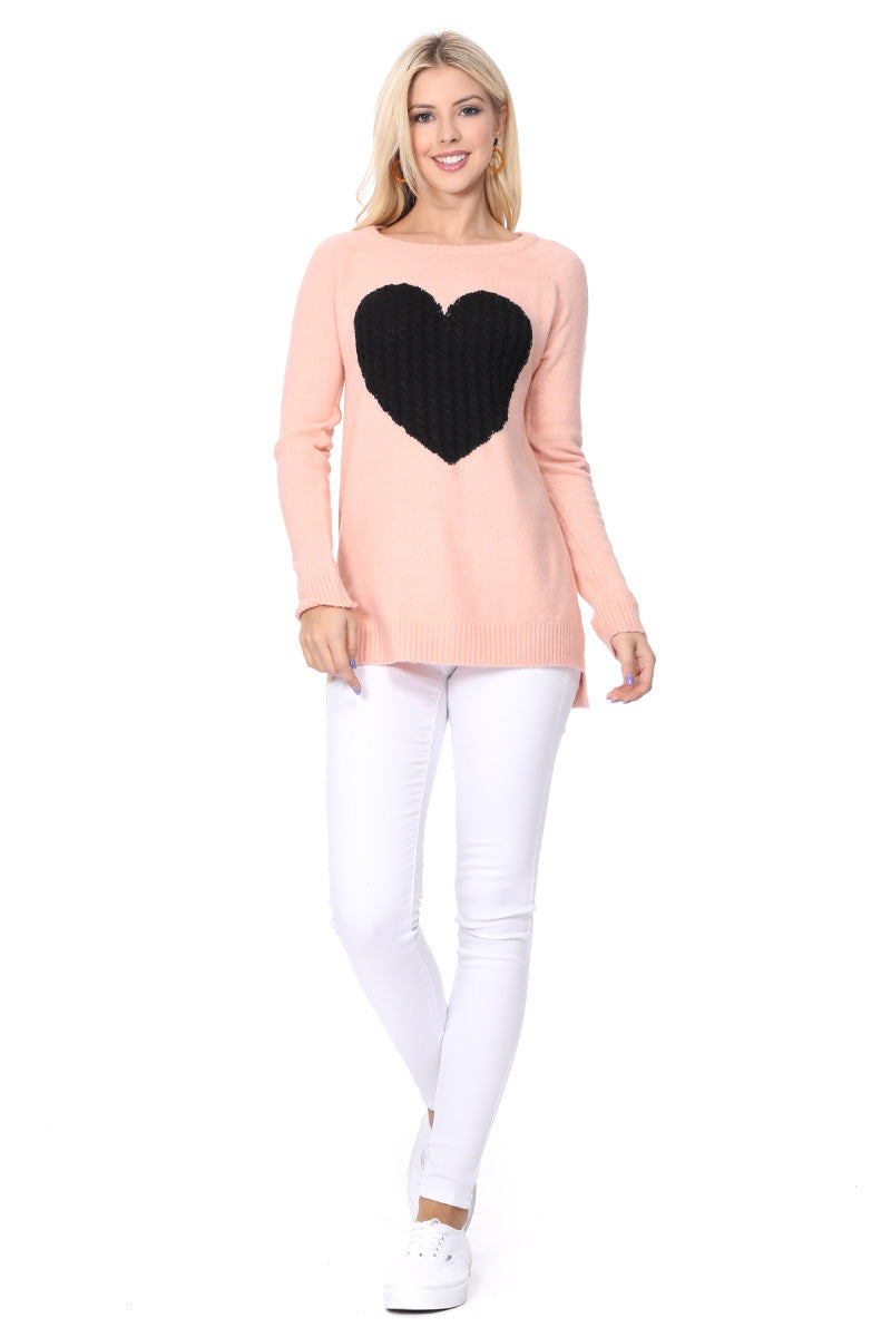 Cozy Heart Jacquard Round Neck Pullover Sweater MK8236 (S-L)