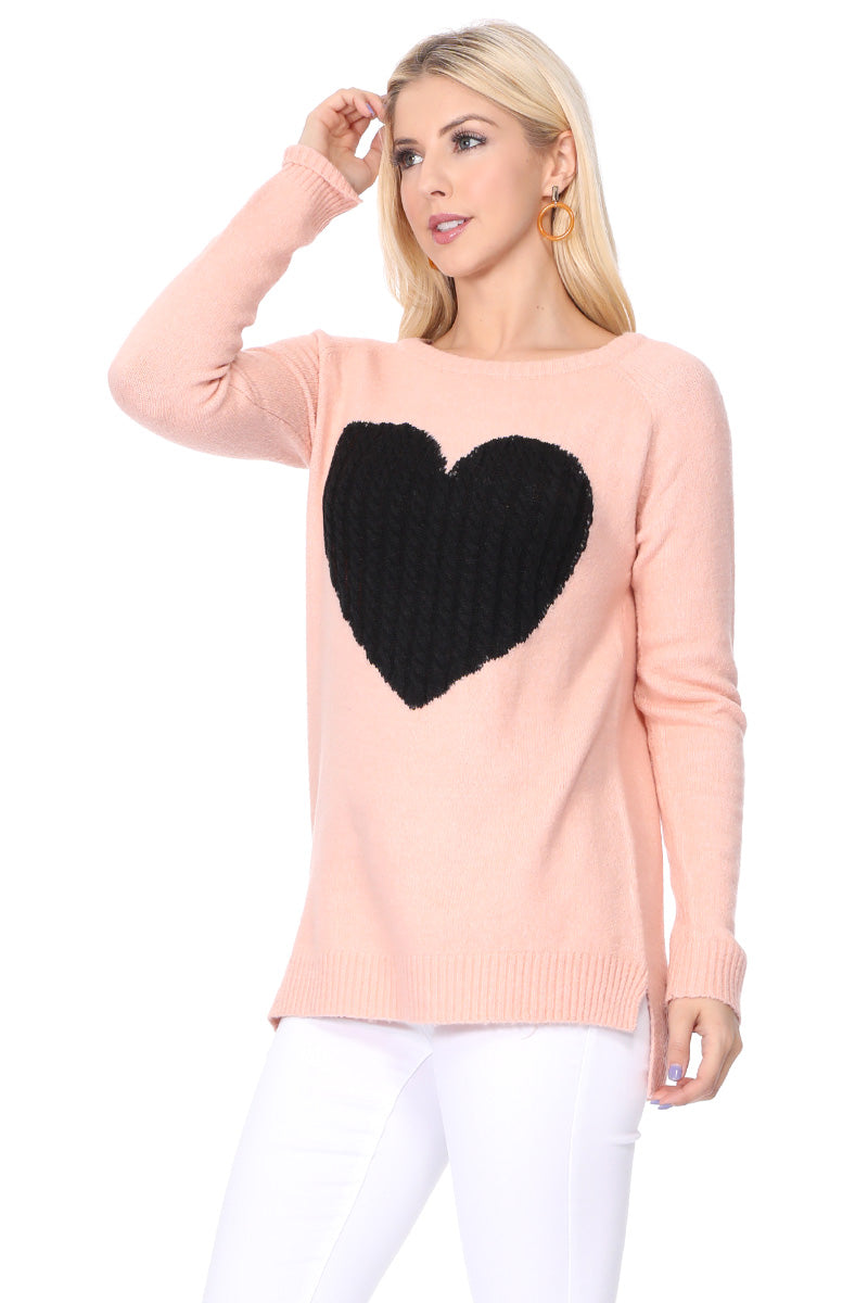 Cozy Heart Jacquard Round Neck Pullover Sweater MK8236 (S-L)