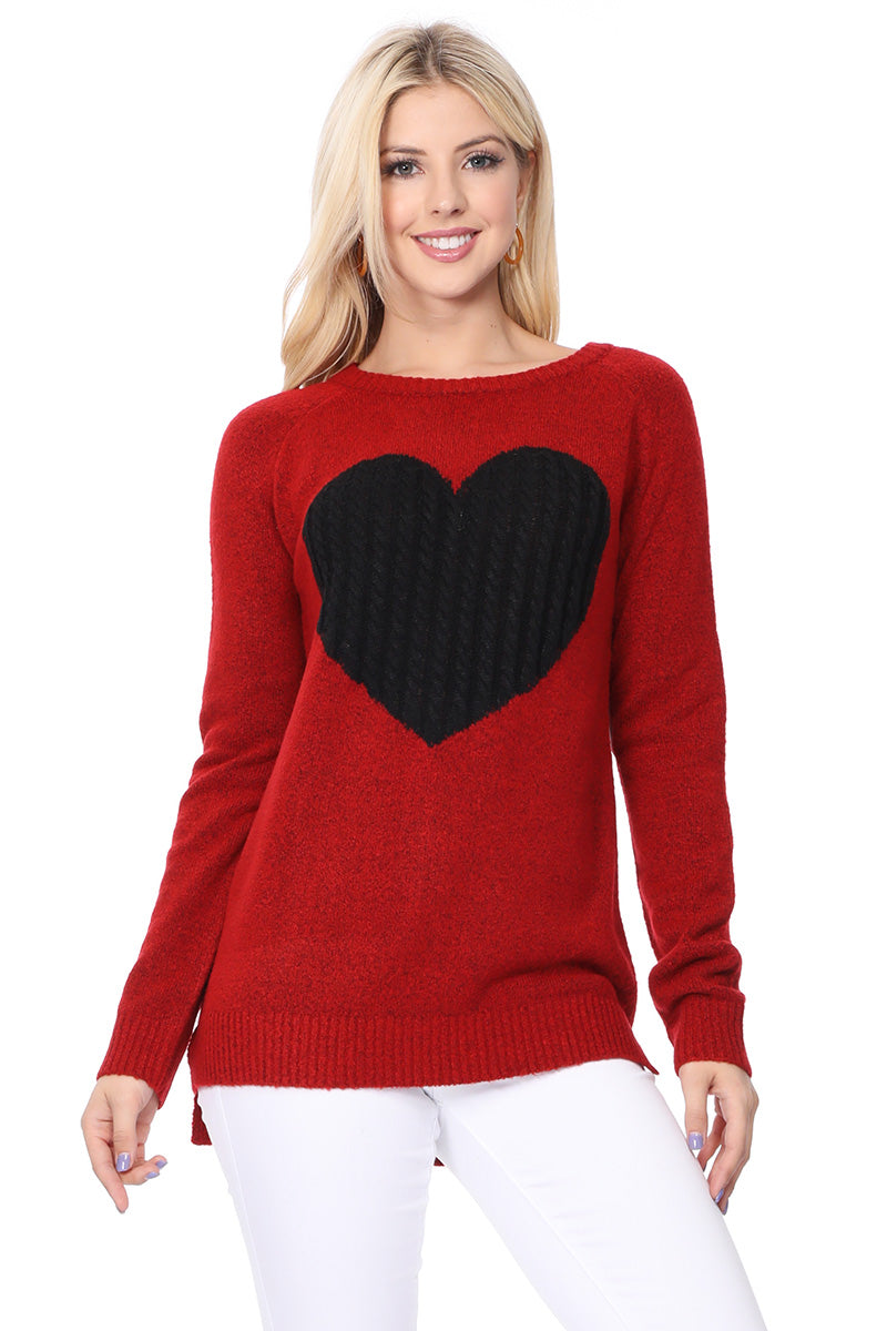Cozy Heart Jacquard Round Neck Pullover Sweater MK8236 (S-L)
