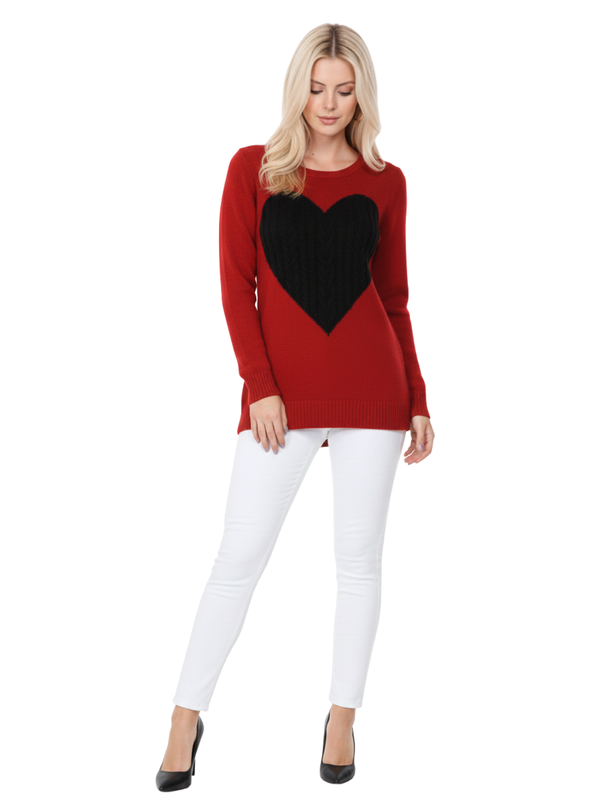 Cozy Heart Jacquard Round Neck Pullover Sweater MK8236 (S-L)