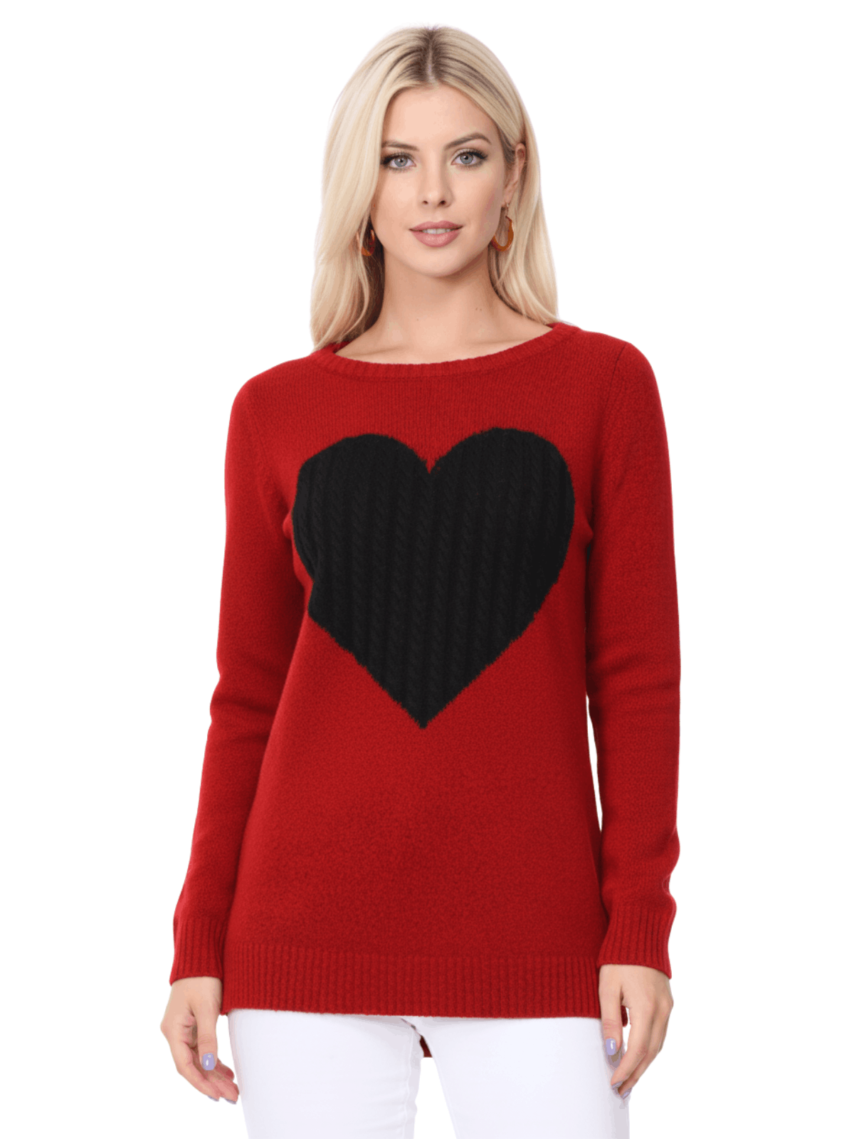 Cozy Heart Jacquard Round Neck Pullover Sweater MK8236 (S-L)