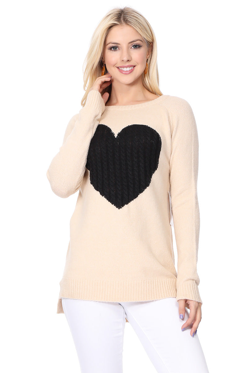 Cozy Heart Jacquard Round Neck Pullover Sweater MK8236 (S-L)